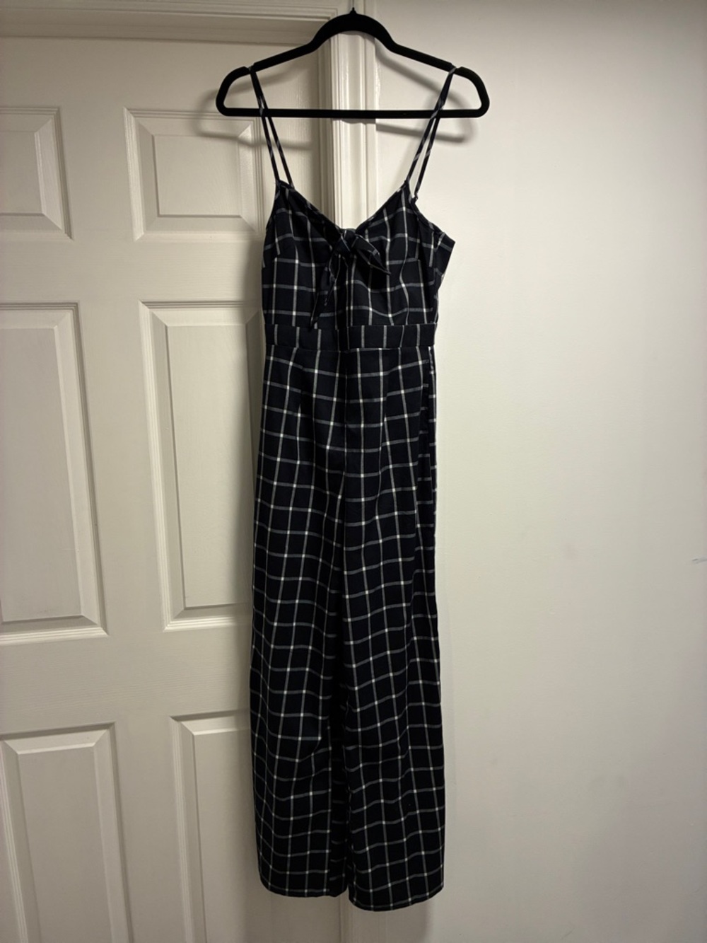 Romeo & Juliet Couture Black Windowpane Spaghetti-Strap Jumpsuit